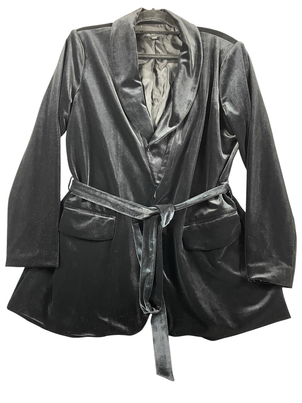 INC International Concepts Black Velvet Holiday Stunning Formal Wrap Blazer XL